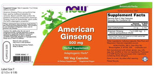 NOW AMERICAN GINSENG 500MG *100